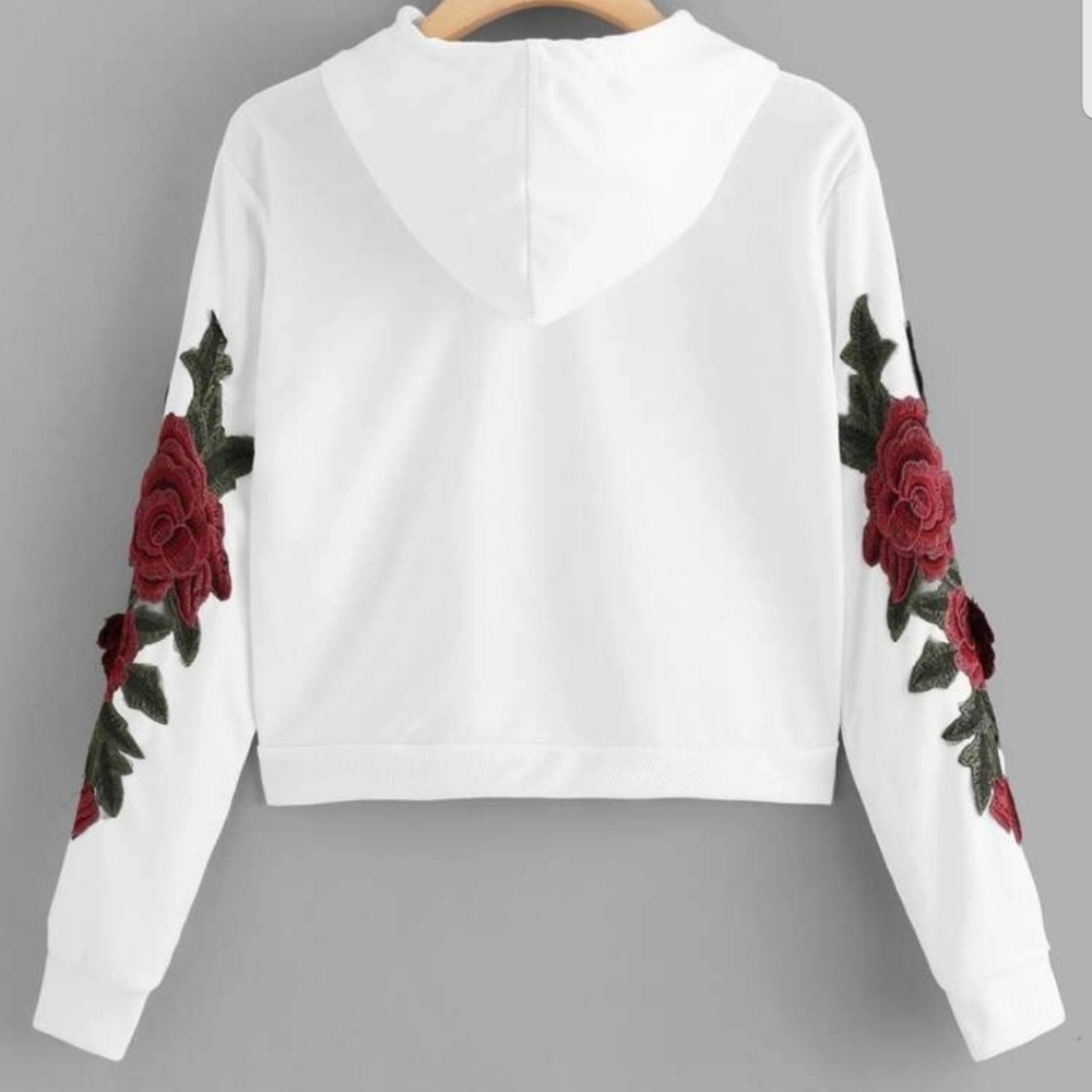Casual white embroidery hoodie